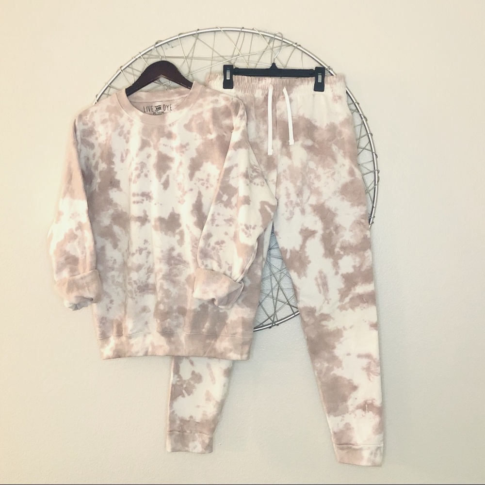 NEW custom tan marble tie dye sweatset